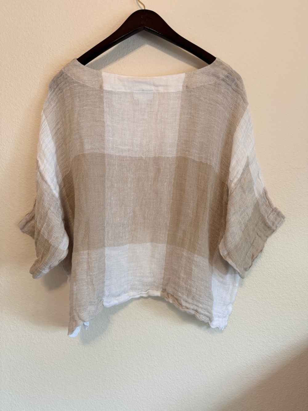 J.Jill Pure Jill 100% Linen Lagenlook Open Weave Boxy Minimalist kimono Top sz L - Picture 8 of 10